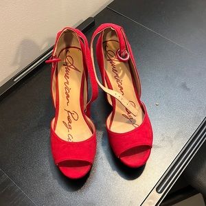 Red women’s thick heels